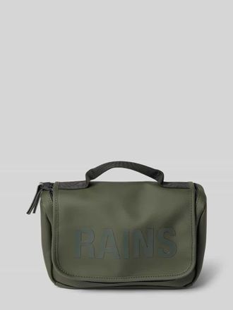 Rains Kulturtasche mit Label-Print Modell Texel Wash in Oliv, Gr&ouml;&szlig;e 1
