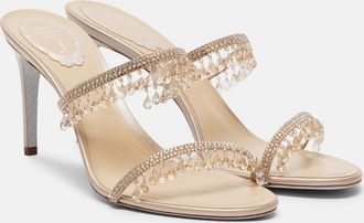 Rene Caovilla Chandelier embellished satin mules