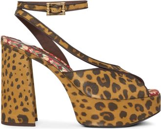 Etro 100mm sandalen met plateauzool en dierenprint - Bruin