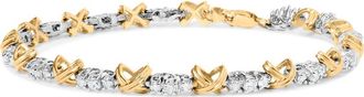 House of Brilliance 10K Two-Tone Gold 1.00 Cttw Diamond X-Link Link Bracelet in Yellow Gold at Nordstrom