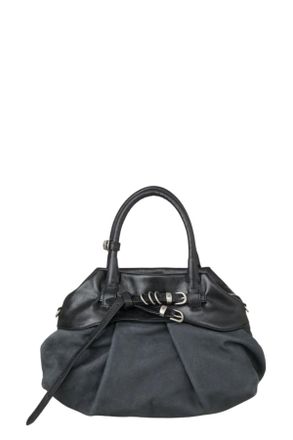 Margesherwood Black Soft Grandma Layered Leather Shoulder Bag
