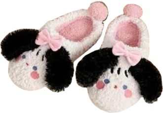 Generic Womens cotton slippers, plush slippers, warm winter indoor slippers, non-slip womens home shoes (White, Shoe Size, Adult, Women, 4, Numeric Range, UK 