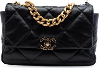 Chanel Pre-owned Large 19 Flap Bag - Dames - Vintage Schoudertas - Zwart - ONE Size - Leer - Vintage