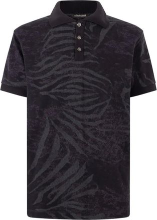 Roberto Cavalli Polo in cotone con ricamo logo - Nero