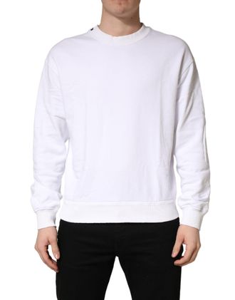 Dolce & Gabbana White Cotton Crew Neck Sweatshirt Mens Sweater (Pre-Owned)