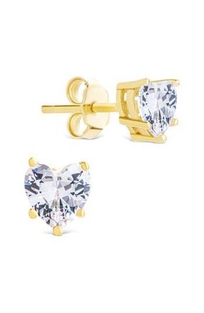 Sterling Forever Cubic Zirconia Heart Stud Earrings in Gold at Nordstrom Rack