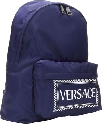 Versace Box Logo nylon Greca strap backpack