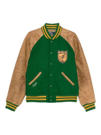 Polo Ralph Lauren leather-sleeved varsity jacket - men - Cotton/Wool/Polyester/Calf Leather - M - Green