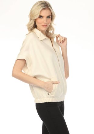 Joseph Ribkoff Dolman Sleeve Zip Front Boxy Jacket In Birch