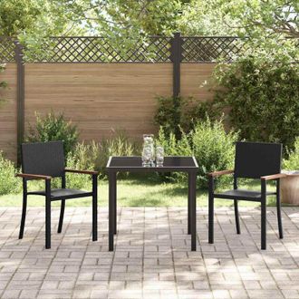 vidaXL Conjunto De Comedor De Jard&iacute;n 3 Pcs Negro Polirat&aacute;n