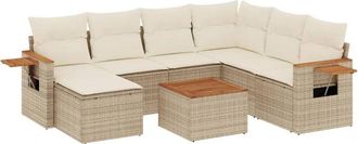 vidaXL Juego De Sof&aacute;s De Jard&iacute;n Con Cojines Beige 8 Pzas Rat&aacute;n Pe Vidaxl