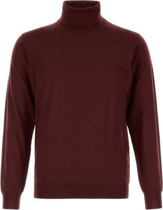 Fedeli Dark Red Turtle Neck Sweater