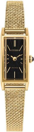 Citizen Fio Tank Goldtone Mesh Strap Watch, 14.3mm x 30.7mm in Black/Gold-Tone at Nordstrom