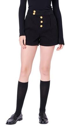 English Factory Button Fly Denim Shorts in Black at Nordstrom Rack, Size Medium