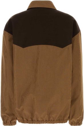 Miu Miu Womens Embroidered Cotton Jacket Caramello Giubbini