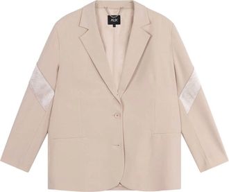 ALIX The Label Alix The Label - Glanzend Panel Blazer - Dames - Jassen - Beige - Maat: M
