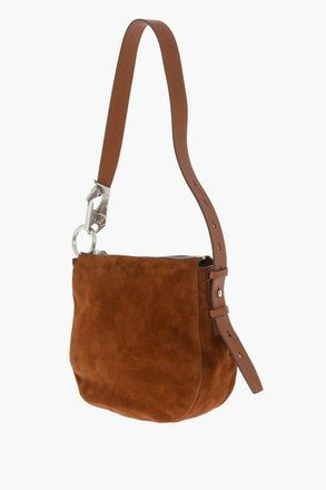Burberry Borsa a Spalla in Camoscio a Tinta Unita con Dettagli in Metallo Burberry