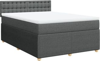 vidaXL Cama Box Spring Con Colch&oacute;n Tela Gris Oscuro 140x190 Cm Vidaxl