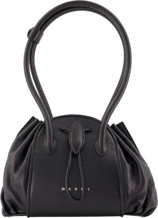 Marni Tulipea Shopper Bag - Dames - Handtassen - Zwart - ONE Size - Leer - Tassen
