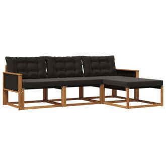 vidaXL Vidaxl Set Di Divani Da Esterno 4 Pz Naturale E Nero