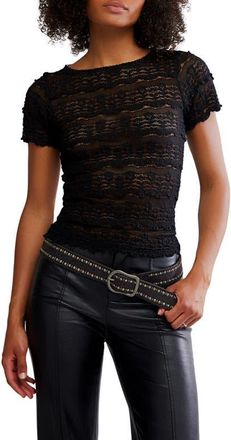 Free People Angelina Mixed Lace Top in Black at Nordstrom, Size X-Small