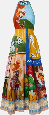 Alemais Al&eacute;mais x MLAK printed linen-blend midi dress