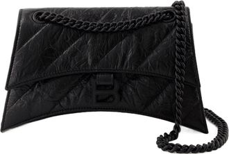Balenciaga Womens Crush Chain S Shoulder Bag Black Calfskin