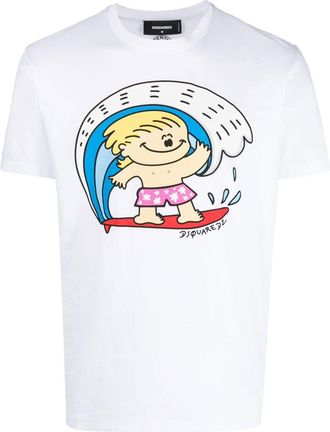 Dsquared2 logo-print detail T-shirt - men - Cotton - S - White