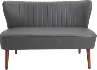 HOMCOM Divano a 2 Posti Design Moderno in Legno e Pelle Sintetica Grigia - Homcom