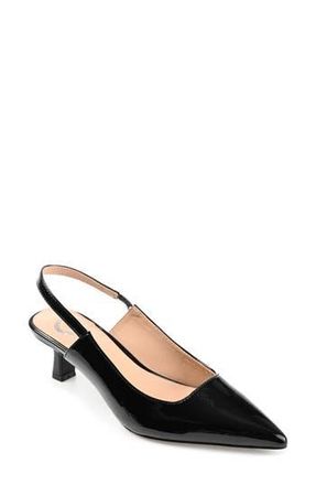 Journee Collection Paulina Slingback Pump - Wide Width in Patent/Black at Nordstrom Rack, Size 5.5