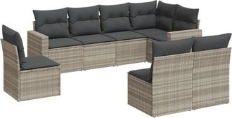 vidaXL Vidaxl - Set De Sof&aacute;s De Jard&iacute;n 8 Pzas Y Cojines Rat&aacute;n Sint&eacute;tico Gris