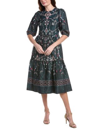 Marchesa Printed Poplin Midi Dress