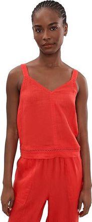 Splendid Stella Linen Trim Tank Top Womens Clothing Scarlet : XL (Womens 14-16), Cotton