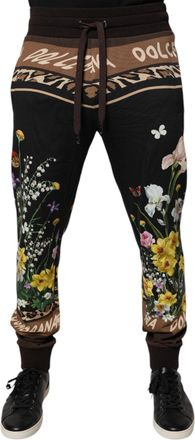 Dolce & Gabbana Mens Black Floral Cotton Jogger Sweatpants Pants