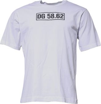 Dolce & Gabbana Mens White Dg Logo Cotton Crew Neck T-Shirt
