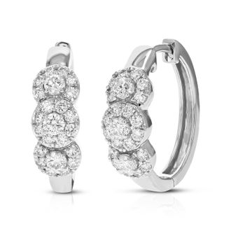 Vir Jewels 1 cttw Lab Grown Diamond Hoops Earrings in Sterling Silver With Hidden Post For Women
