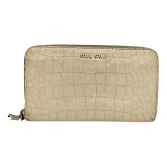 Miu Miu Pre-owned Leather Wallet - Dames - Vintage Accessoires - Wit - ONE Size - Leer - Vintage