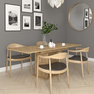 Dmora Mesa Fija Lisato, 6 Plazas, Rectangular, Color Roble Nudos, 150x90x77h Cm Marr&oacute;n Roble Nudos