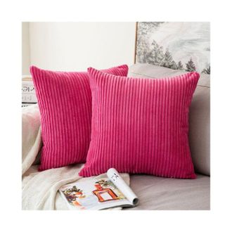 OEM Juego De 2 Fundas De Coj&iacute;n Decorativas De Pana Fucsia De 45x45 Cm, Fundas De Almohada Suaves Para Sof&aacute;, Sala De Estar, Dormitorio, Cama