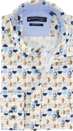 Giordano Wit Overhemd Giordano creme blauwe print Regular Fit