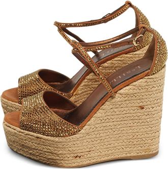 Le Silla Espadrilles in pelle scamosciata con cristalli - Toni neutri