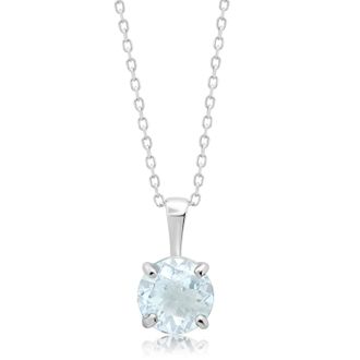 MAX + STONE 14k Yellow or White Gold 6mm Gemstone Round Pendant Necklace with 18 Inch Chain