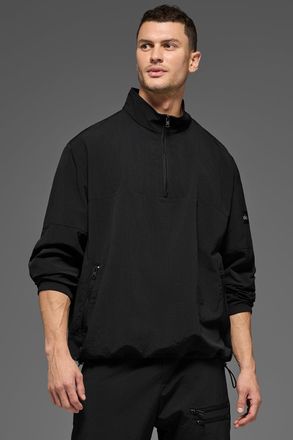 Alo | Light Weight Takeaway Track Pullover Top in Black, Size: Medium