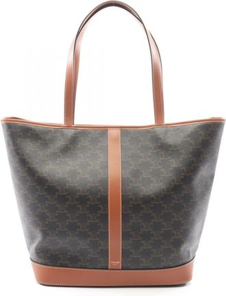 Celine Black Brown Coated Canvas Leather Handbag Tote Bag (Pre-Owned)