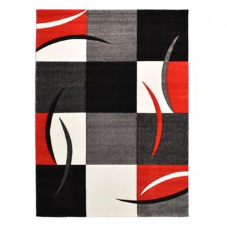 Un amour de tapis Alfombra de sal&oacute;n suave y sedosa con estampado de damero, rojo 160x230
