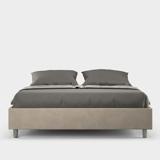ITYhome Cama Matrimonial Con Almacenamiento 160x190 Acolchada Tela Beige Azelia