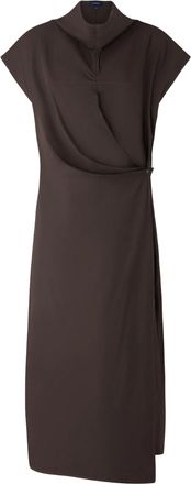 SOEUR Wrap-Style Midi Dress with High Collar