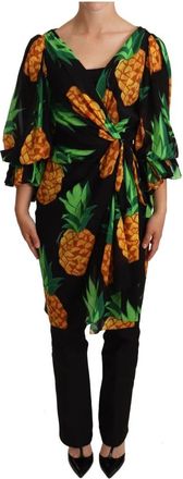 Dolce & Gabbana Levendige Ananas Wikkeljurk - Dames - Wikkelkleedje - Veelkleurig - 2XS - Kleedjes