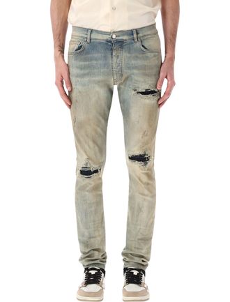 Amiri MX1 Faded Distressed Suede Jeans