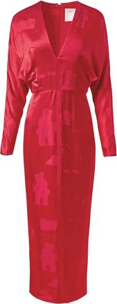 Alejandra Alonso Rojas Abito da sera con maniche drappeggiate - Rosso